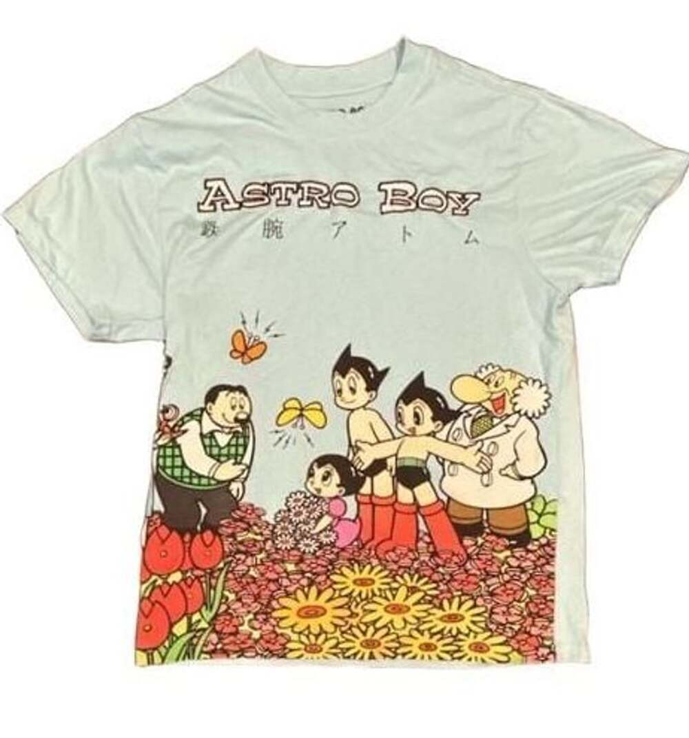 Astro Boy Graphic T-Shirt Size M Light Blue Anime Manga Osamu Tezuka